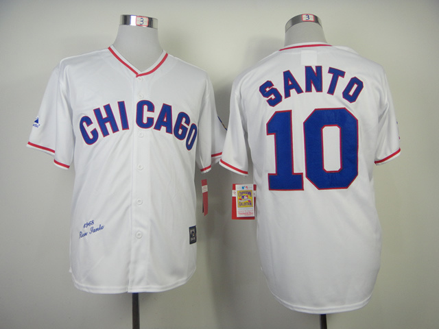 Men Chicago Cubs 10 Santo White Throwback 1988 MLB Jerseys